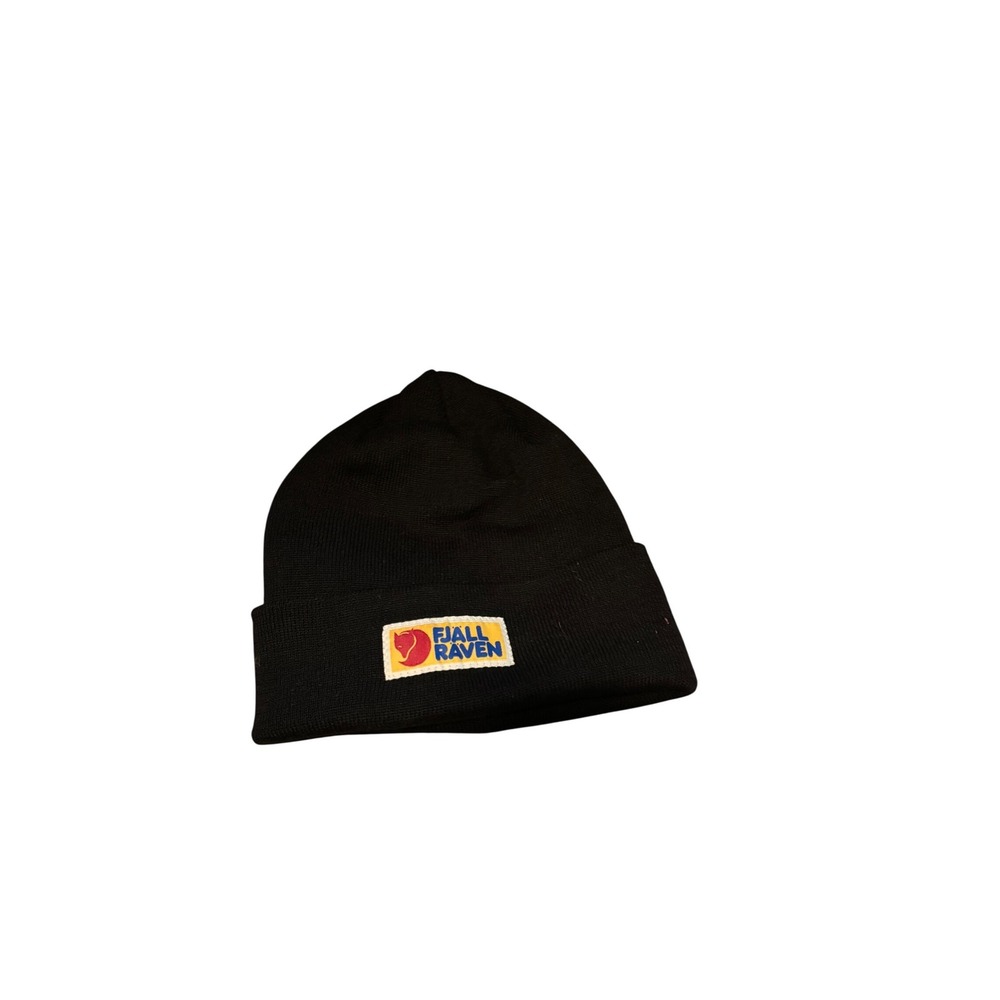 NWT Fjallraven  Black Beanie‎ Hat Unisex Logo Winter Warm